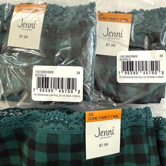 Jenni Intimates Lot 3pcs Hipster Cotton Panties - Buffalo Plaid - Plus Size 3X - Picture 3 of 6